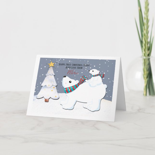 Första julens Polar Bear Personlig Helgkort (Framsida)