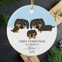 Första julfamiljen 3 Dachshund jul