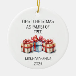 Första julfamiljen i Träd Presenter Julgransprydnad Keramik