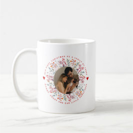 Första julfamiljen med tre bär på gräns-foto kaffemugg