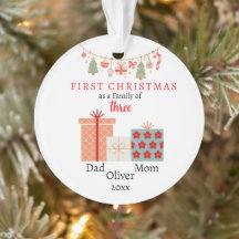 Första julfamiljen med tre Photo Keepsaké