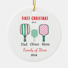Första julfamiljen med tre Photo Keepsaké Julgransprydnad Keramik