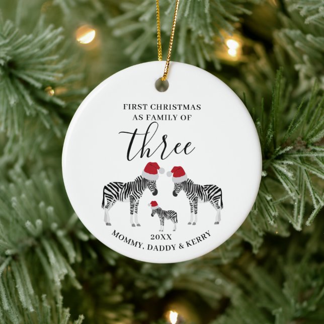 Första julfamiljen tre Cute Zebra Julgransprydnad Keramik (Träd)