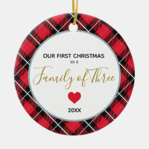 Första julfamiljen tre Photo Baby Newborn Julgransprydnad Keramik