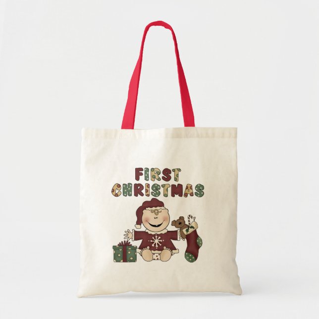 Första julflickan Tshirts och presenter Tygkasse (Framsidan)