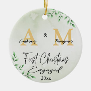 Första julfotnoten Monogram Namn-fotot med Anpass Julgransprydnad Keramik