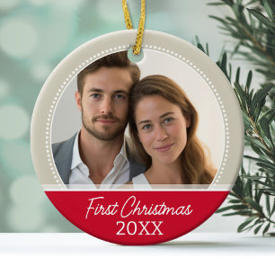 Första julfoto - enkelsidig julgransprydnad keramik