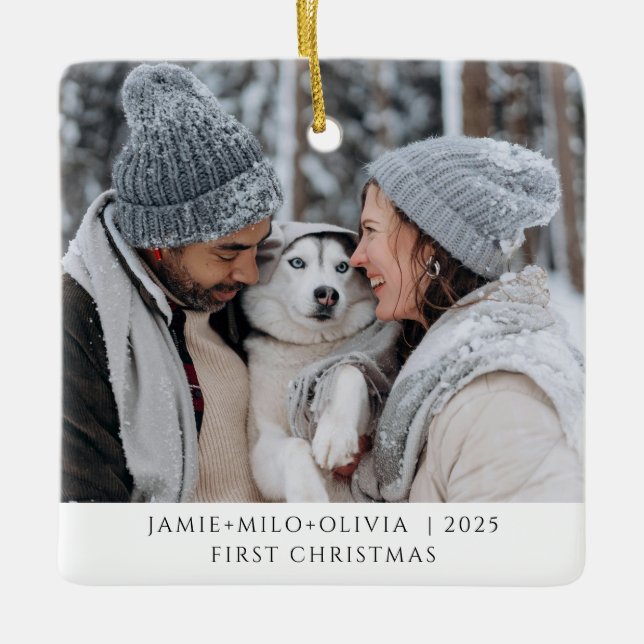 Första julfoto Keepsak par Hund Julgransprydnad Keramik (Framsida)