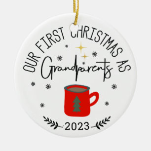 Första julfoto som morföräldrar kaffe Kopp Julgransprydnad Keramik