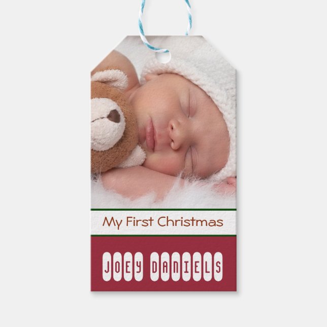 Första julfotografitaggen Holiday Gift-tagg Presentetikett (Framsidan)