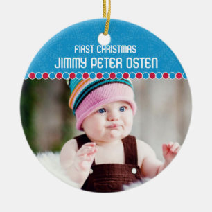 Första julfotoprydnad julgransprydnad keramik