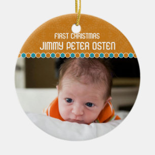 Första julfotoprydnad julgransprydnad keramik