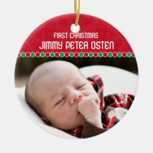 Första julfotoprydnad julgransprydnad keramik
