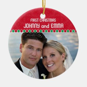 Första julfotoprydnad julgransprydnad keramik
