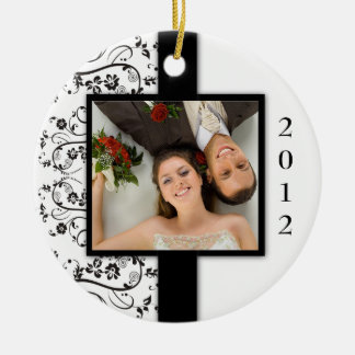 Första julfotoprydnad julgransprydnad keramik