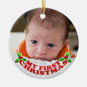 Första julfotoprydnad julgransprydnad keramik