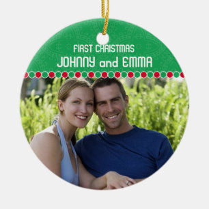 Första julfotoprydnad julgransprydnad keramik