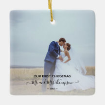 Första julfotot Namnteckning skript Newlyweds