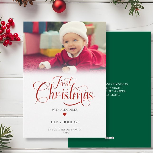 Första julfotskriptkortet för Heart-Helgdag Julkort (Skapare uppladdad)