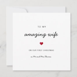 Första julfrun romantiskt hjärta mr & Mrs namn Kort