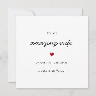 Första julfrun romantiskt hjärta mr & Mrs namn Kort