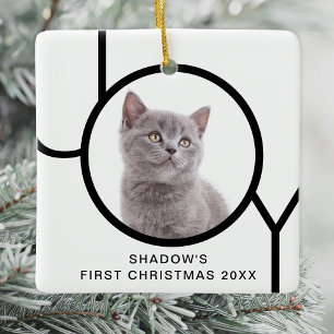 Första julglädjen Cute Kitten Anpassningsbar Photo Julgransprydnad Keramik