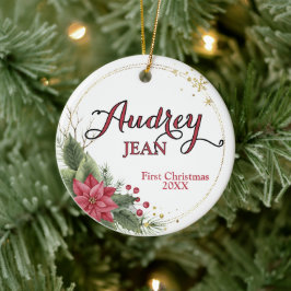 Första julgransprydnaden för bebis julgransprydnad keramik