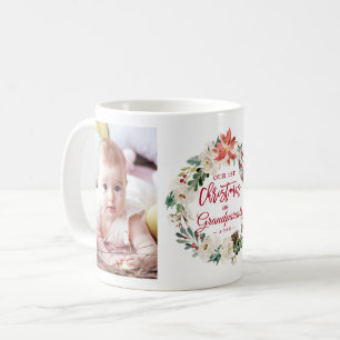 Första julhälsans farföräldrars Blommigt Utand Kaffemugg