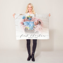 Första julhandslettering Modern Photo Fleecefilt