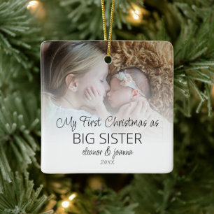 Första julhelgen Big Sister Photo Overlay Namn Julgransprydnad Keramik