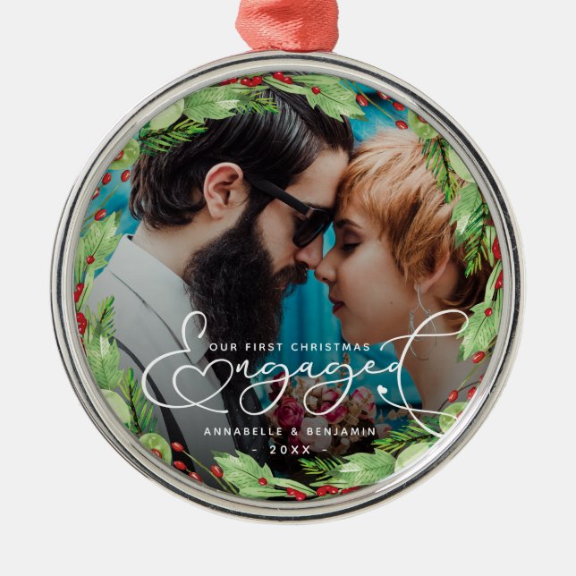 Första julhelgen Engagerad Anpassningsbar Photo Me Julgransprydnad Metall (Framsidan)