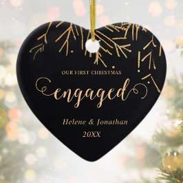 Första julhelgen Engagerad Helgdag Black Guld unik Julgransprydnad Keramik