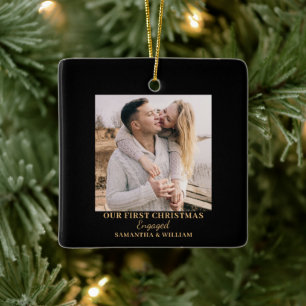 Första julhelgen - Engagerat fotot Namn-prydnadsfö Julgransprydnad Keramik