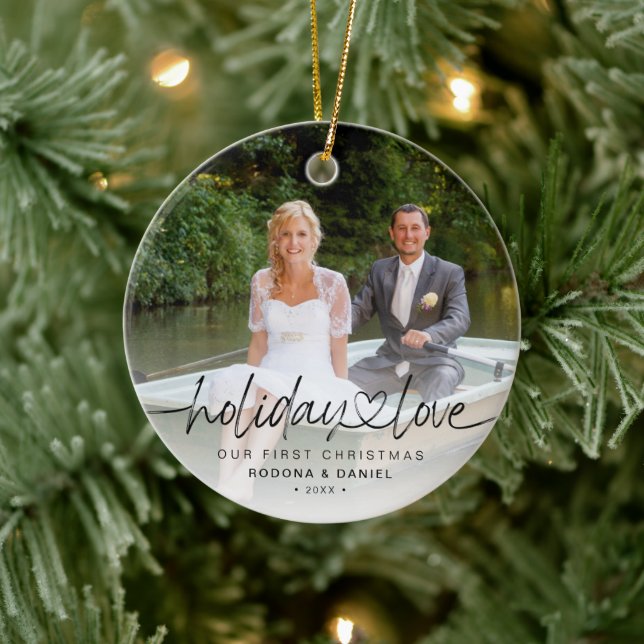 Första julhelgens kärlek 2 bilder julgransprydnad keramik (Träd)