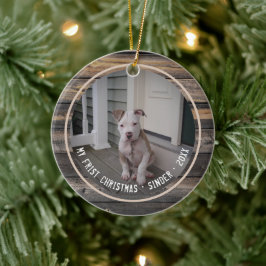 Första julhundsvalpen Hund Pet Multi Photo Keepsak Julgransprydnad Keramik
