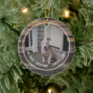 Första julhundsvalpen Hund Pet Multi Photo Keepsak Julgransprydnad Keramik
