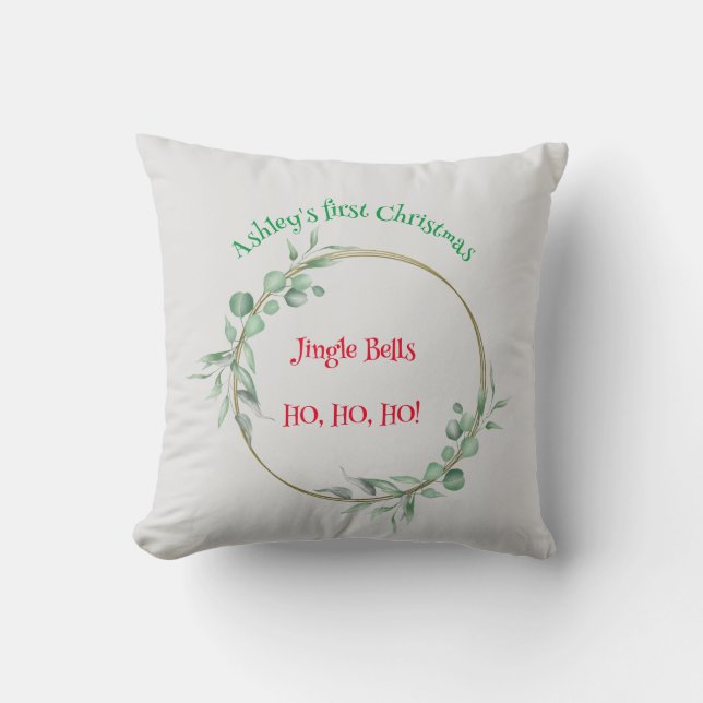 Första julklapp. Anpassade. Kudde (Framsida)