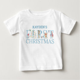 Första julklappen Animal Brev Boy Namn T Shirt