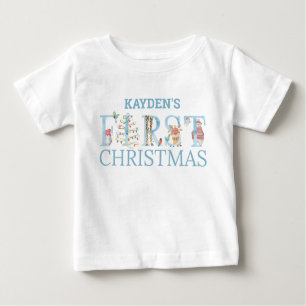 Första julklappen Animal Brev Boy Namn T Shirt