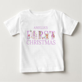 Första julklappen Animal Brev Girl Girl Namn T Shirt