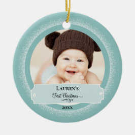 Första julklappen Baby Photo Julgransprydnad Keramik