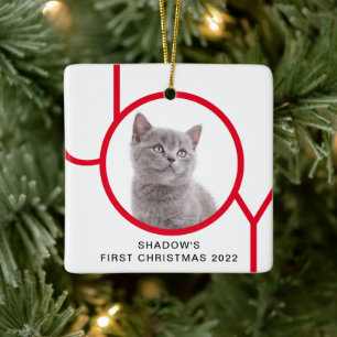 Första julklappen Cat Kitten Joy Anpassningsbar Ph Julgransprydnad Keramik