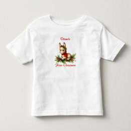 Första julklappen Donkey i Red Scarf T Shirt