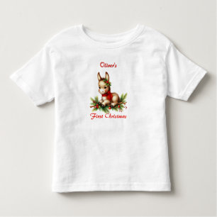 Första julklappen Donkey i Red Scarf T Shirt