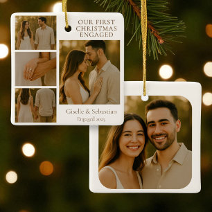Första julklappen - Engagerad Photo Förlovning Col Julgransprydnad Keramik