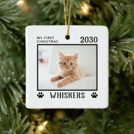 Första julklappen Photo Namn Tass avtryck Anpassni Julgransprydnad Keramik