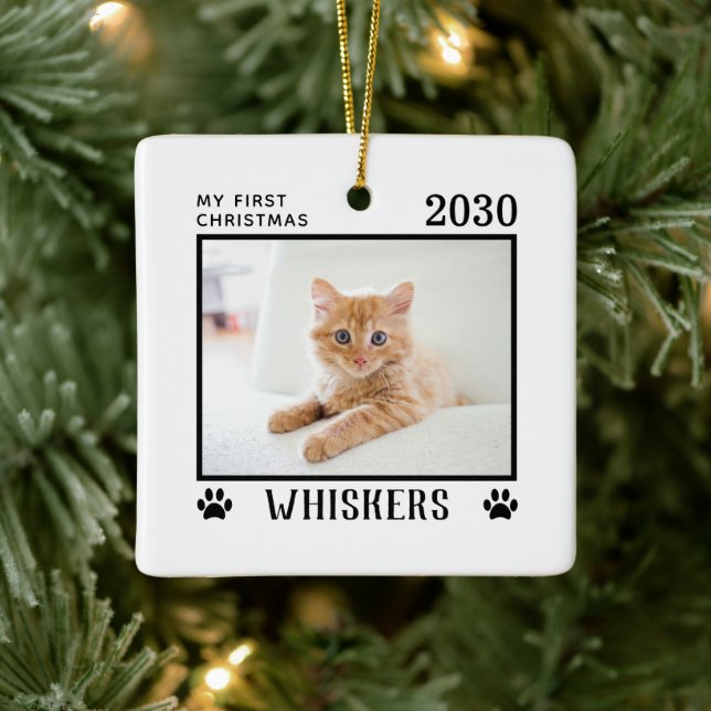 Första julklappen Photo Namn Tass avtryck Anpassni Julgransprydnad Keramik (Träd)