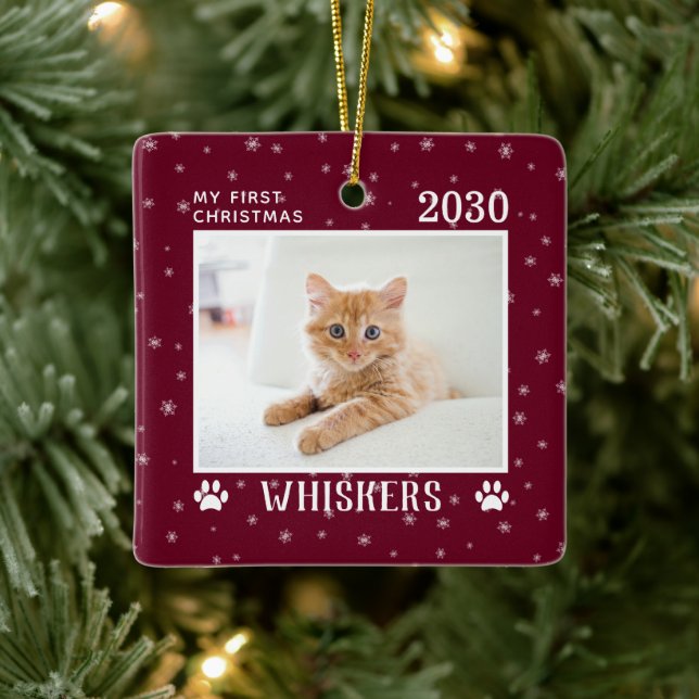 Första julklappen Photo Namn Year Anpassningsbar Julgransprydnad Keramik (Träd)