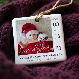 Första julmanus Baby födelse statistik & foto Julgransprydnad Keramik