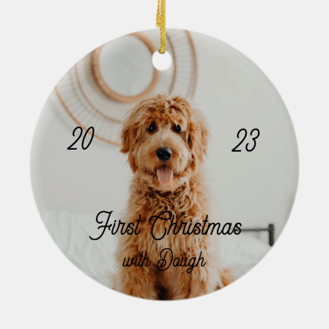 Första julmas littke snögubbe julgransprydnad keramik (Baksidan)